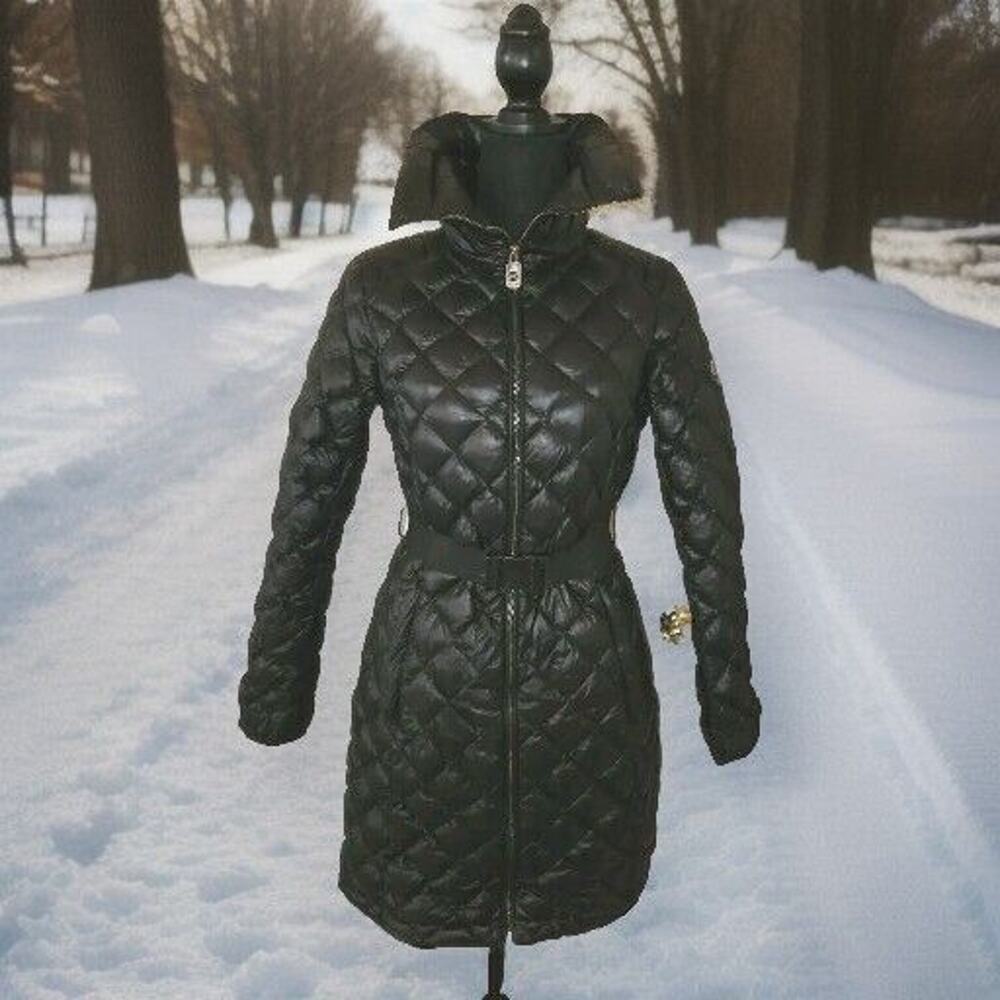 Michael Kors Packable Down Fill Puffer Jacket Mid-Length Women's Black Size Sm